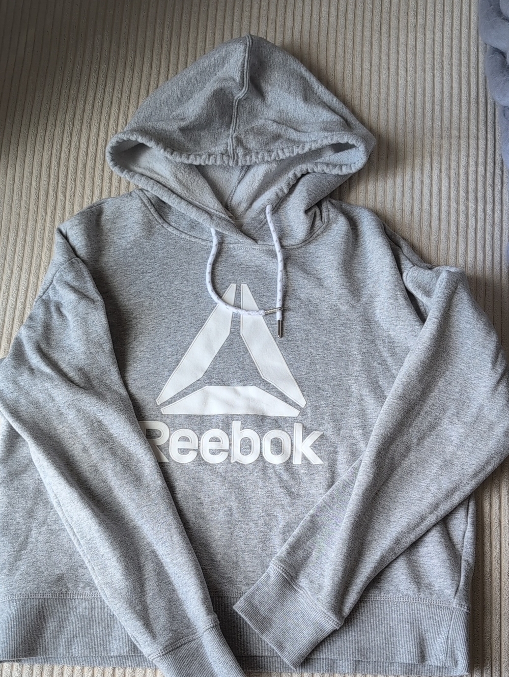 Reebok Men’s Gray Crewneck Hoodie with White Logo